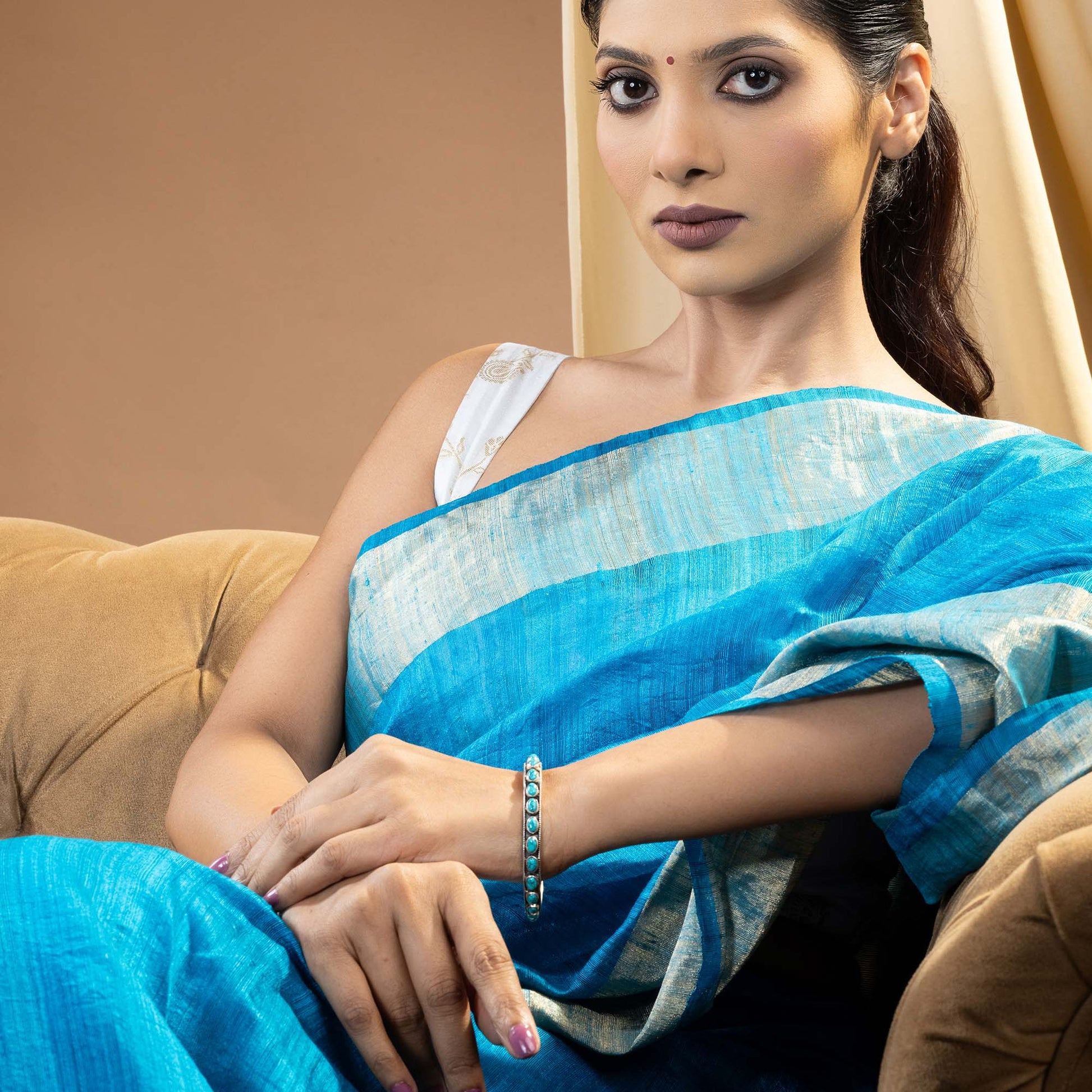 Turquoise Silver Kada