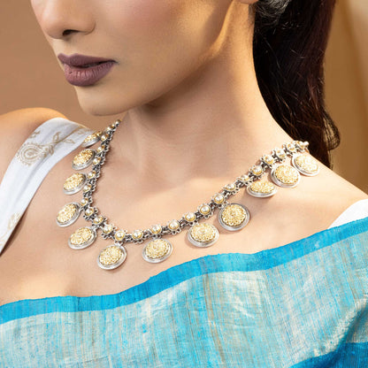 Golden Charm Silver Necklace