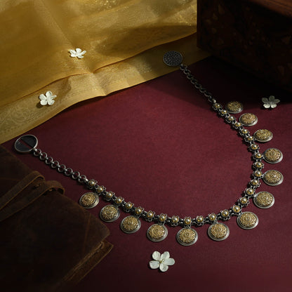 Golden Charm Silver Necklace