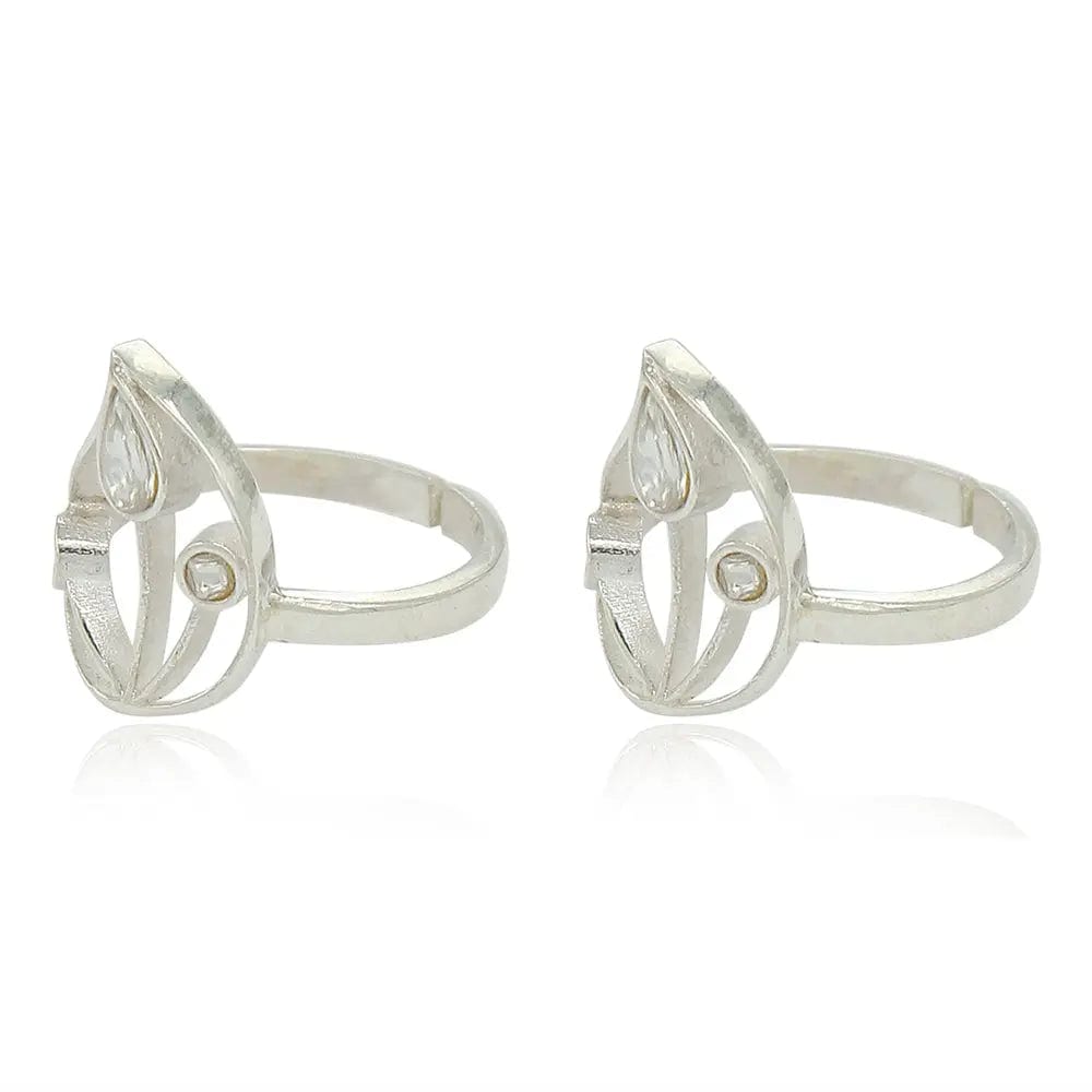 Silver 92.5 Aam Ras White Stone Toe Ring