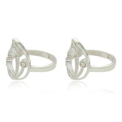 Silver 92.5 Aam Ras White Stone Toe Ring