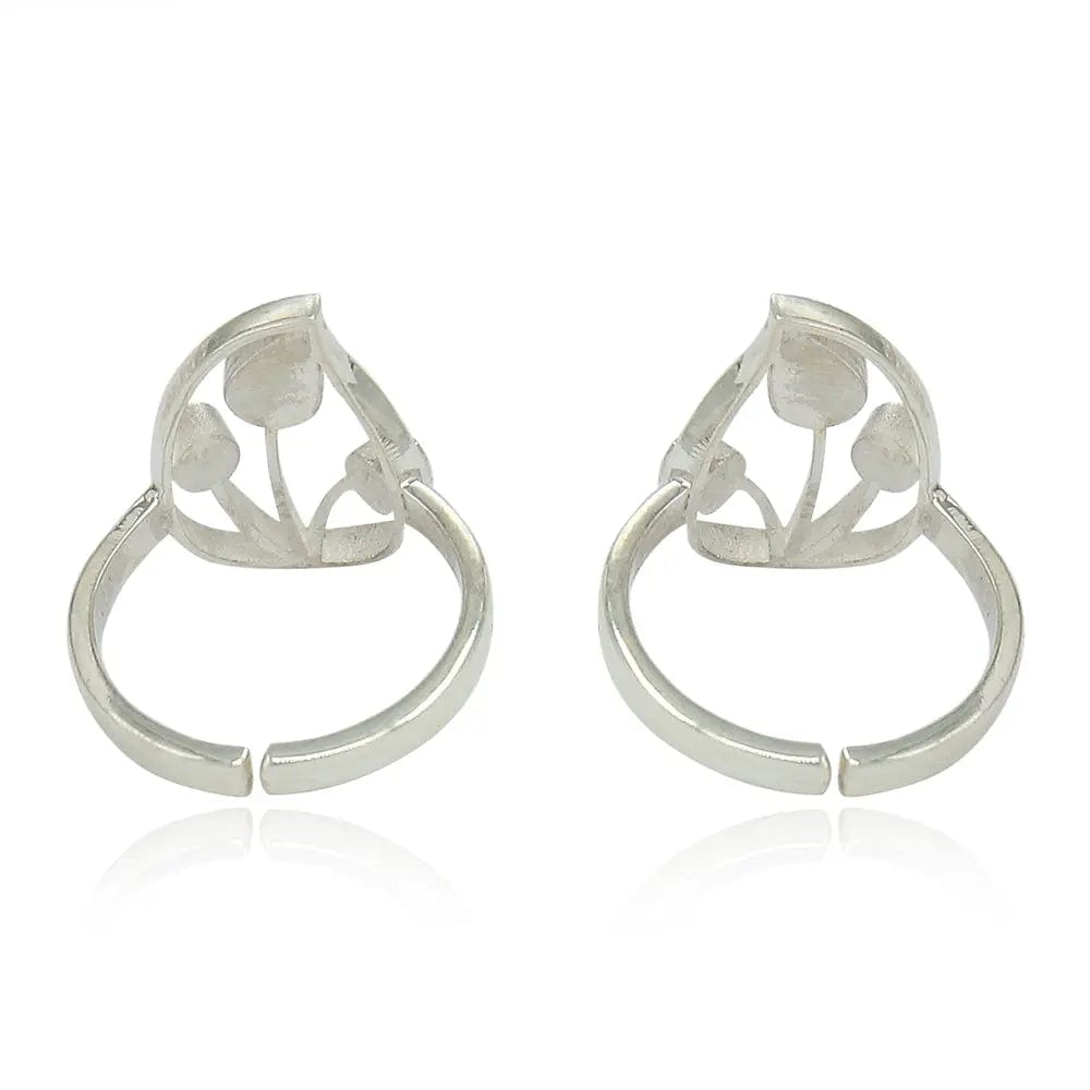 Silver 92.5 Aam Ras White Stone Toe Ring