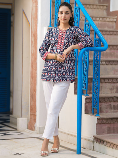 Women Ethnic Motifs Printed Cotton Top