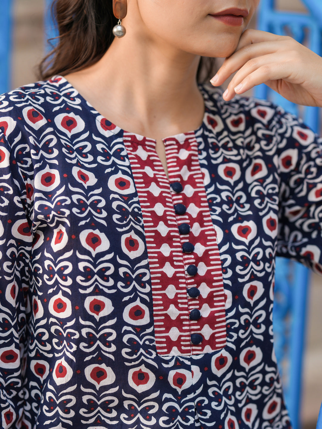 Women Ethnic Motifs Printed Cotton Top