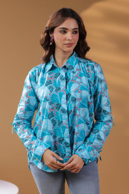 Women Self Design Printed Cotton Top
