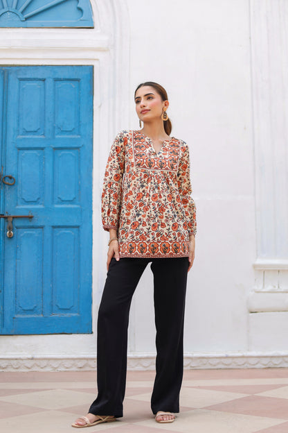 Women Floral Printed Pure Cotton Top