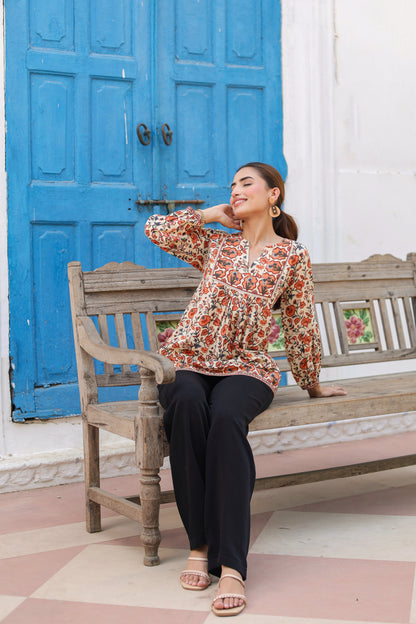 Women Floral Printed Pure Cotton Top