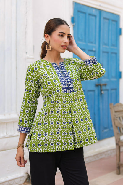Women Floral Print Cotton Regular Top