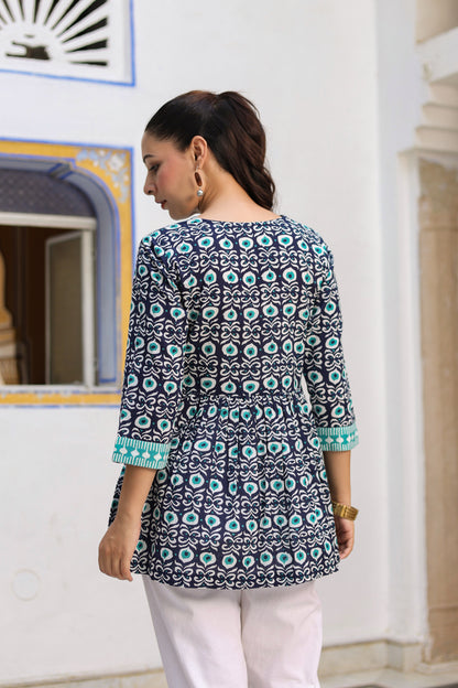 Women Printed Pure Cotton Peplum Top