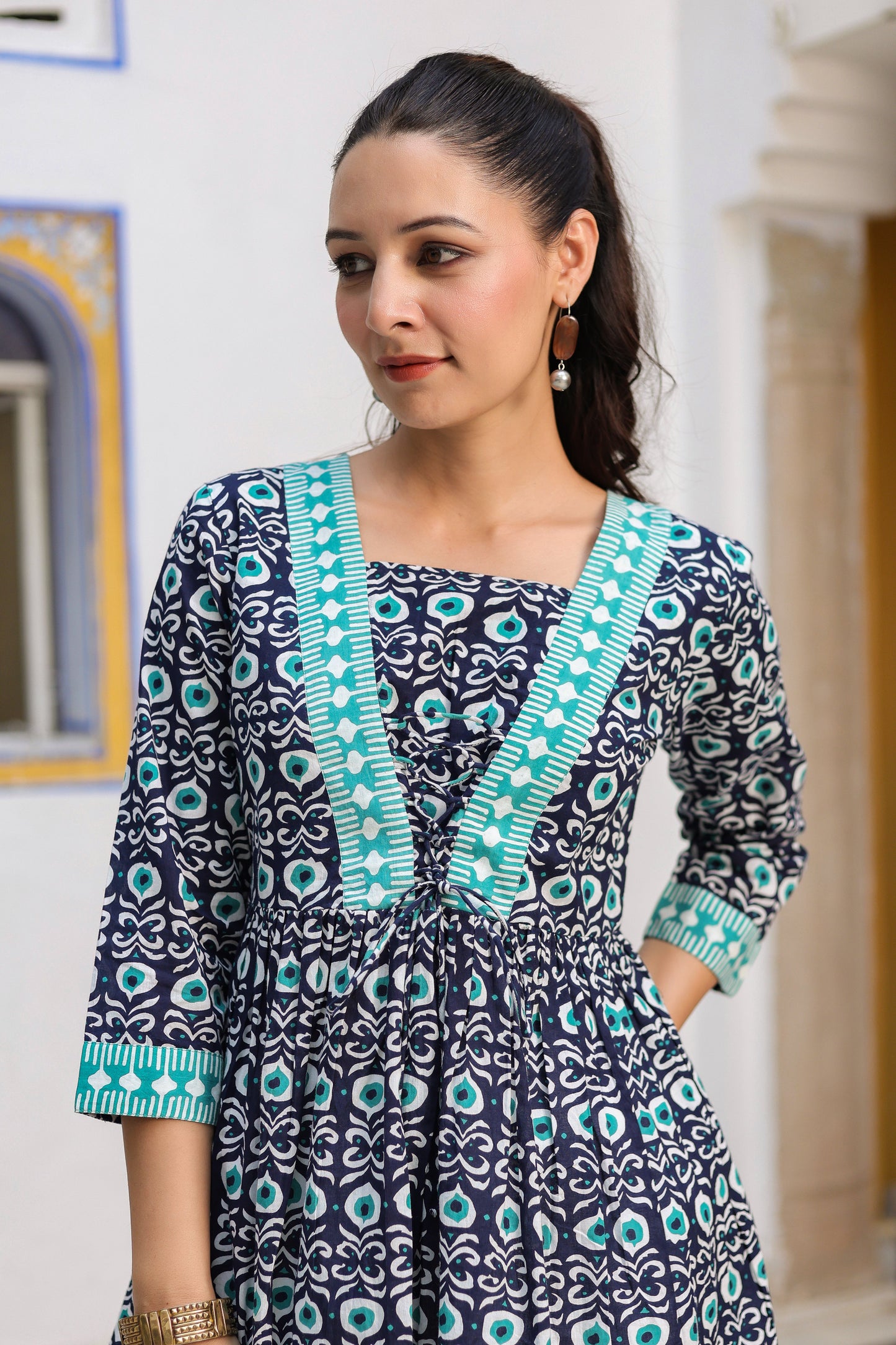 Women Printed Pure Cotton Peplum Top