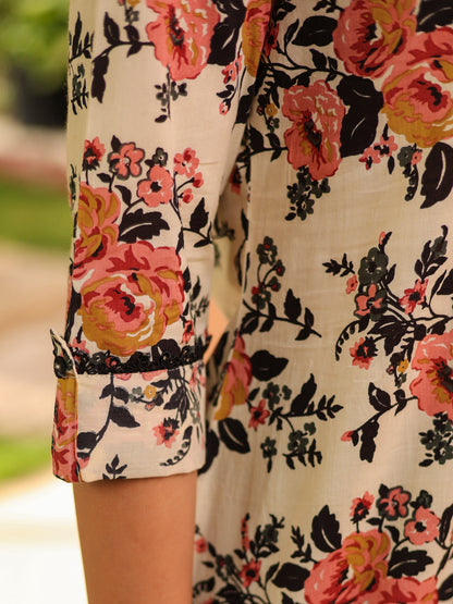 Women Floral Printed Pure Cotton Kurti