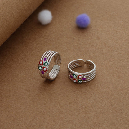 Sanskriti Floral Silver Toering | Adjustable | Lightweight |  Everyday Wear