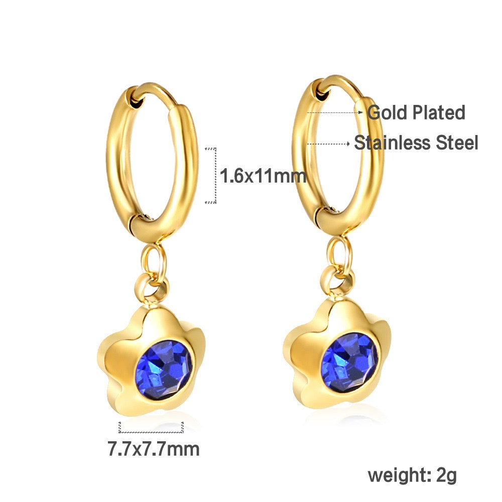 Sapphire Flower 18K Gold Plated Children's Hoops - Twisty Locks  - Kids and Women Hair Accessories, Fashion Clothing and Jewellery India