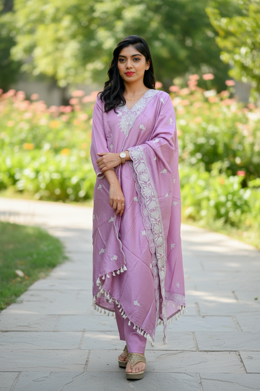 Purple Embroderry Work Kurti For Women & Girls