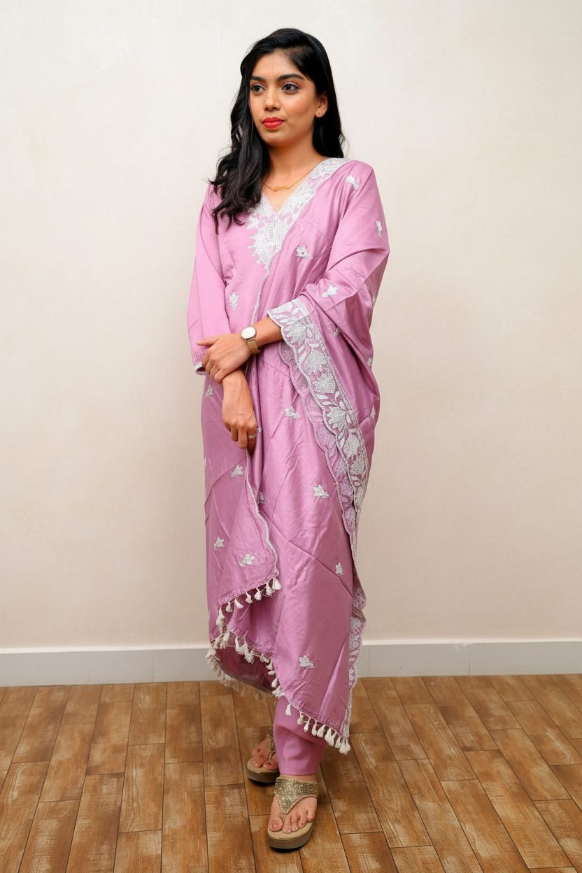 Purple Embroderry Work Kurti For Women & Girls