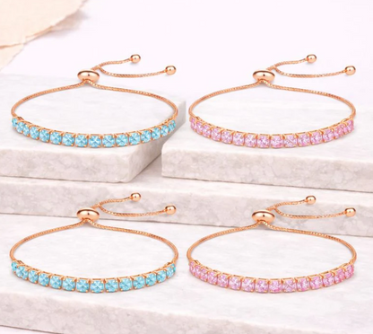 Trendy Tennis Adjustable Bracelet With American Diamond For Women & Girls | Anti- Tarnish | Anti- Allergy |Daily Wear (Ocean Blue)