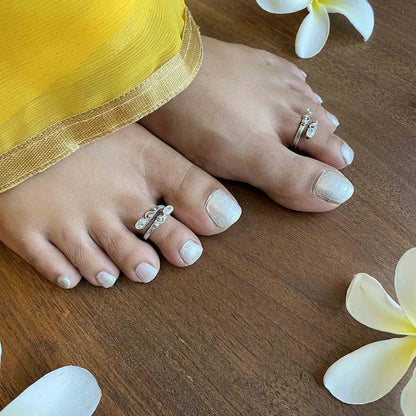 Set Of Three Silver Toe Rings (7)