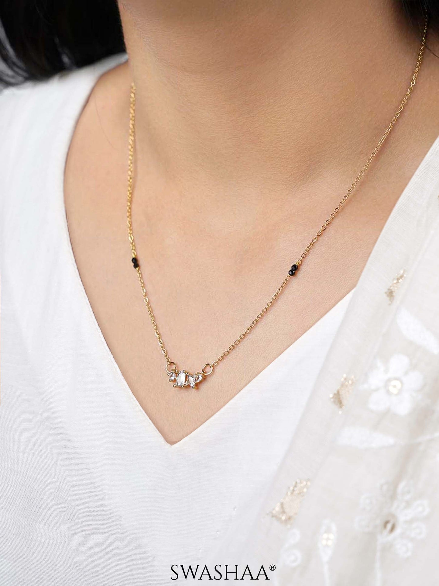 Shanvika Diamond Solitaire Minimal 18K Gold Plated Mangalsutra