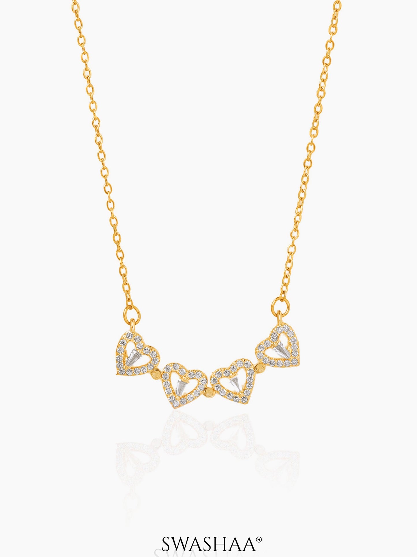 Shiny Leaf Flowe Clover Charm 18K Gold Plated Chain Pendant Necklace