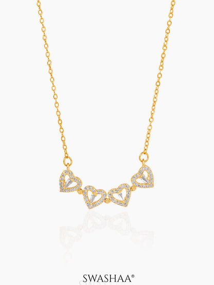 Shiny Leaf Flowe Clover Charm 18K Gold Plated Chain Pendant Necklace