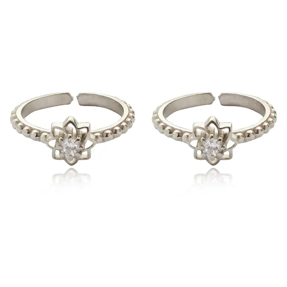 92.5 Sterling Silver Flower Toe Ring