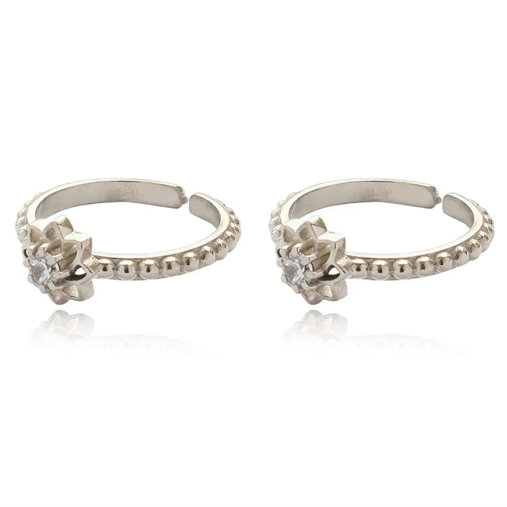 92.5 Sterling Silver Flower Toe Ring