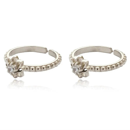 92.5 Sterling Silver Flower Toe Ring