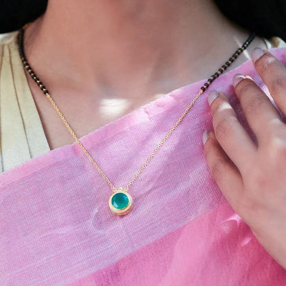 Silver 92.5 Green Mangalsutra Necklace