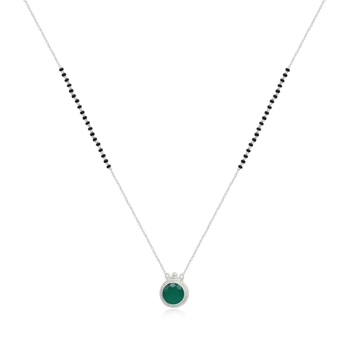 Silver 92.5 Green Mangalsutra Necklace