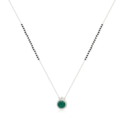 Silver 92.5 Green Mangalsutra Necklace