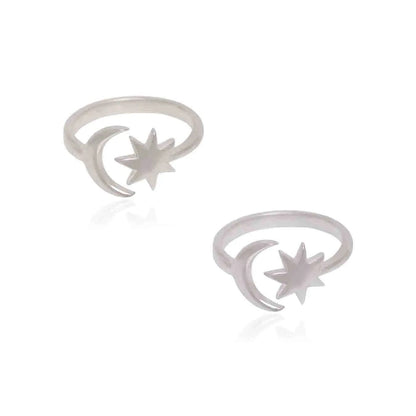 92.5 Sterling Silver Half Moon & Star Combo