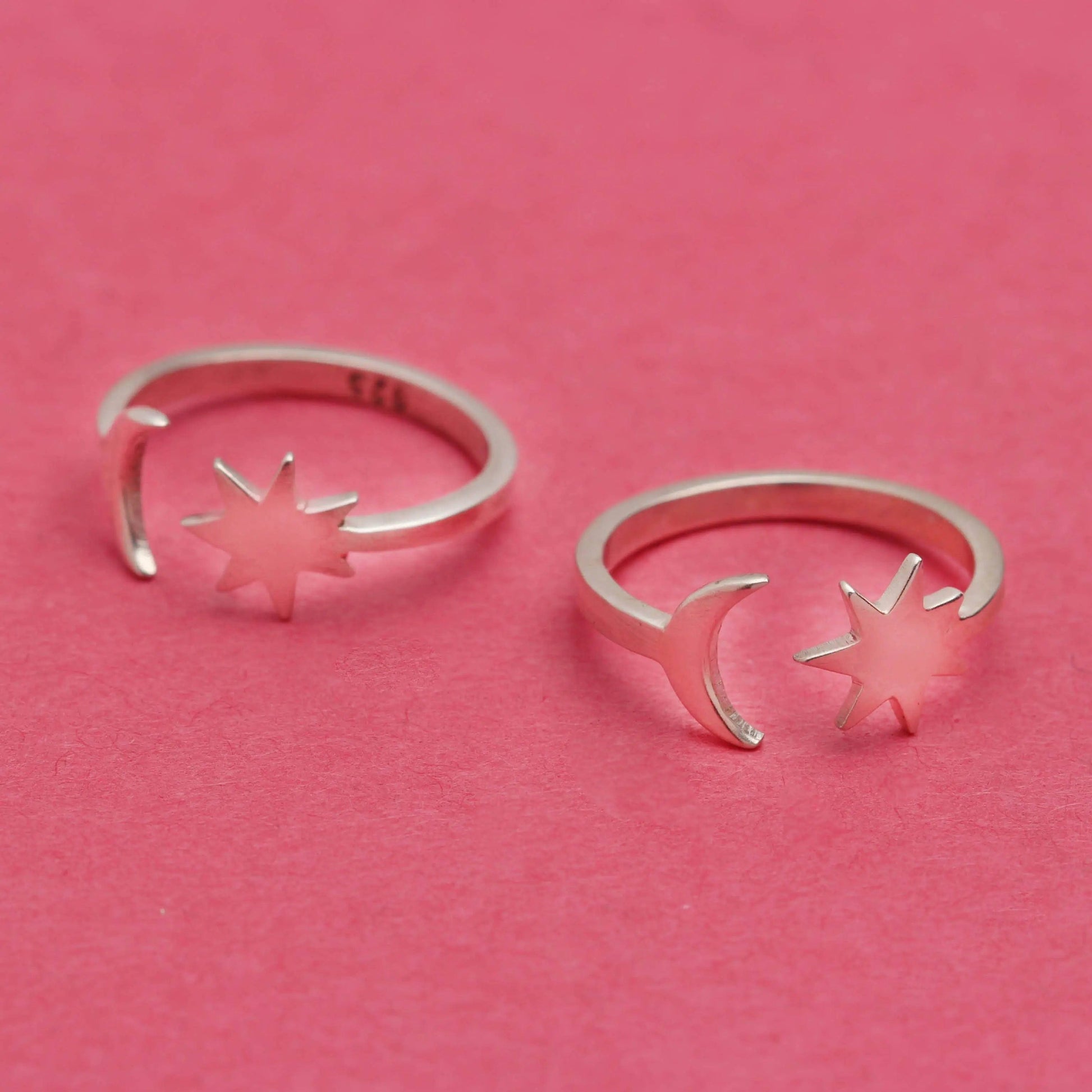 92.5 Sterling Silver Half Moon & Star Combo