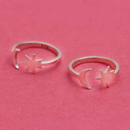 92.5 Sterling Silver Half Moon & Star Combo