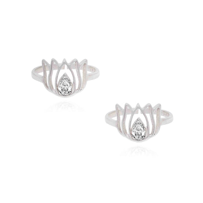 925 Sterling Silver Lotus Toe Ring
