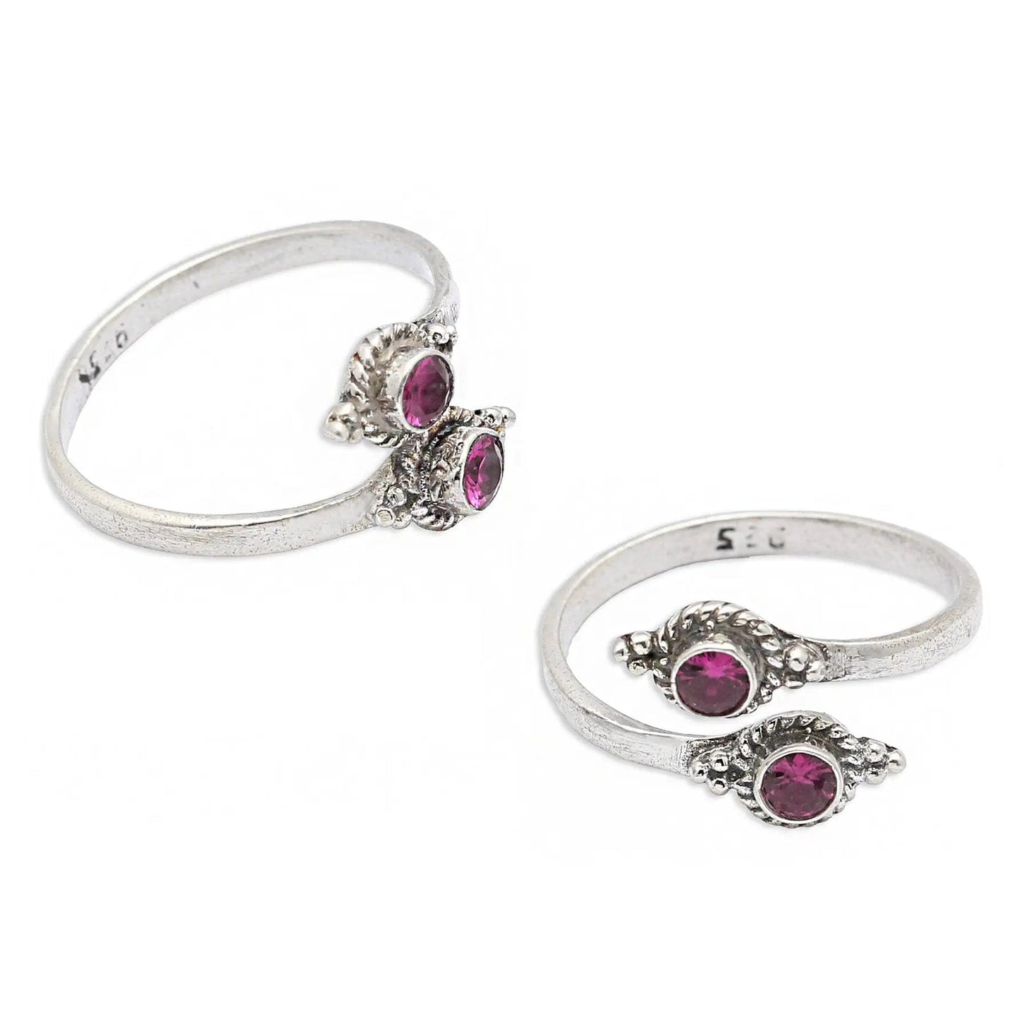 92.5 Sterling Silver Red Toe Ring