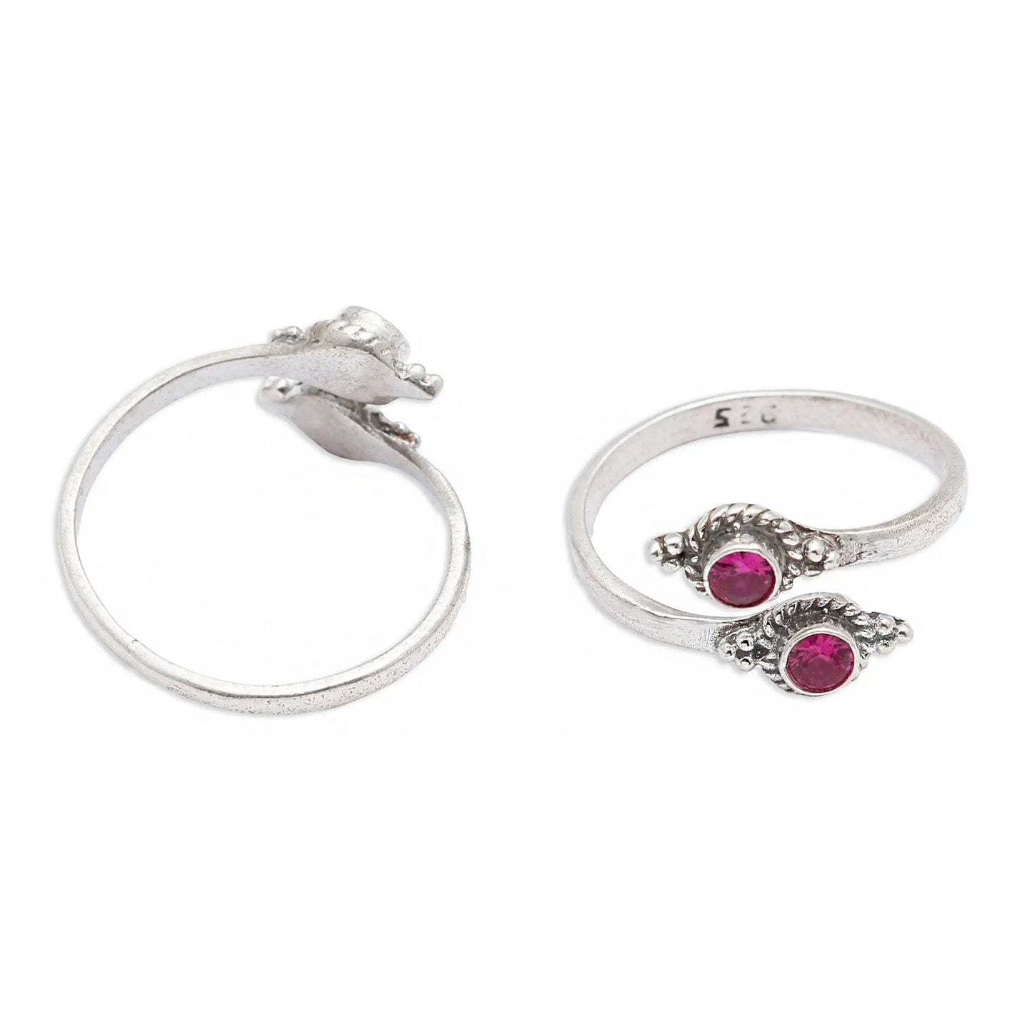 92.5 Sterling Silver Red Toe Ring