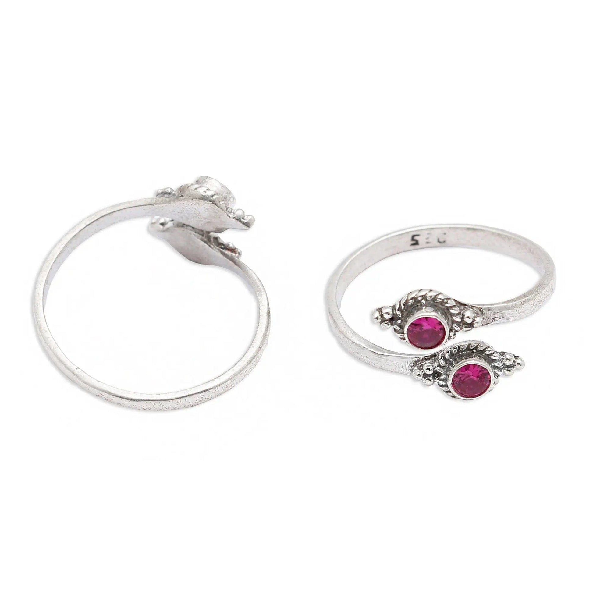 92.5 Sterling Silver Red Toe Ring