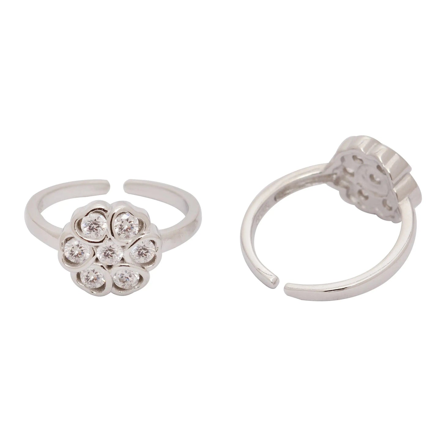 Silver Shining Flower Toe Ring
