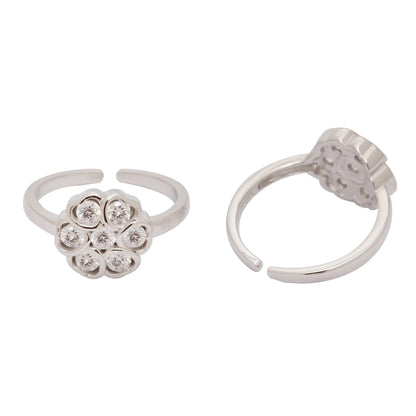 Silver Shining Flower Toe Ring
