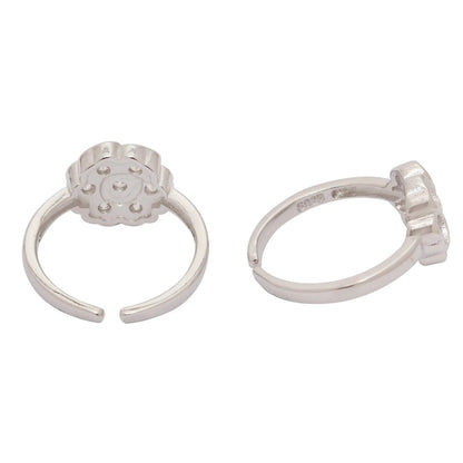 Silver Shining Flower Toe Ring