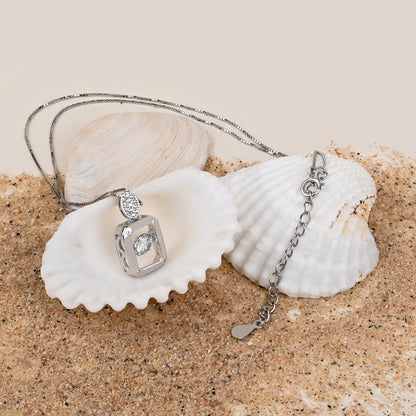 Silver Stone Rectangle Necklace