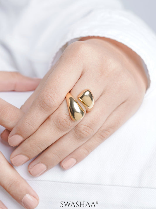 Siona Fluid Bold Curve 18K Gold Plated Ring