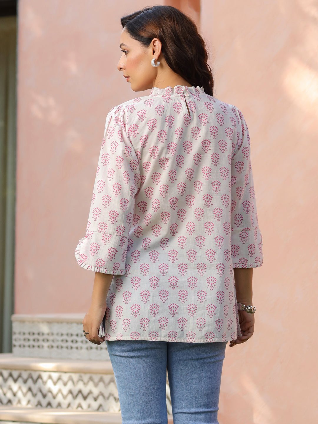 Soft cotton ethnic motif A-line top