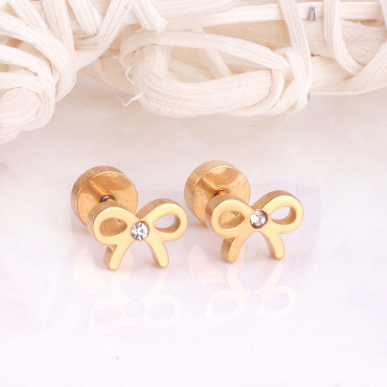 Sparkle Bow 18K Gold Plated Children's Earrings - Twisty Locks  - Kids and Women Hair Accessories, Fashion Clothing and Jewellery India