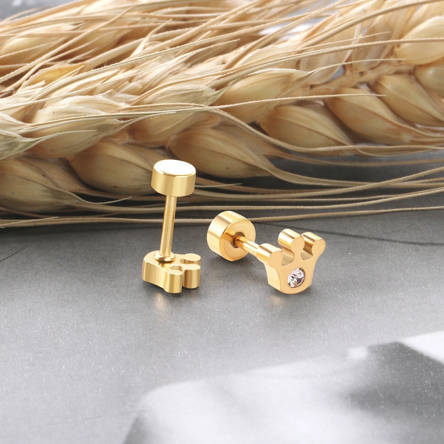 Sparkle Crown 18K Gold Plated Children's Earrings - Twisty Locks  - Kids and Women Hair Accessories, Fashion Clothing and Jewellery India
