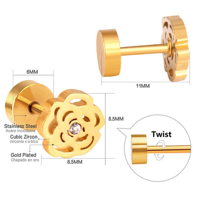 Sparkle Rose 18K Gold Plated Children's Earrings - Twisty Locks  - Kids and Women Hair Accessories, Fashion Clothing and Jewellery India