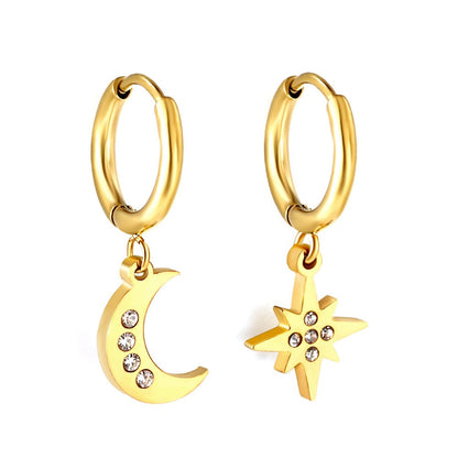 Sparkle Sun & Moon 18K Gold Plated Children's Hoops - Twisty Locks  - Kids and Women Hair Accessories, Fashion Clothing and Jewellery India