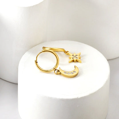 Sparkle Sun & Moon 18K Gold Plated Children's Hoops - Twisty Locks  - Kids and Women Hair Accessories, Fashion Clothing and Jewellery India