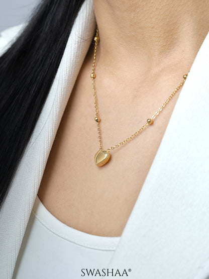 Statement Heart Charm Beads 18K Gold Plated Necklace