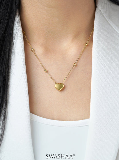 Statement Heart Charm Beads 18K Gold Plated Necklace